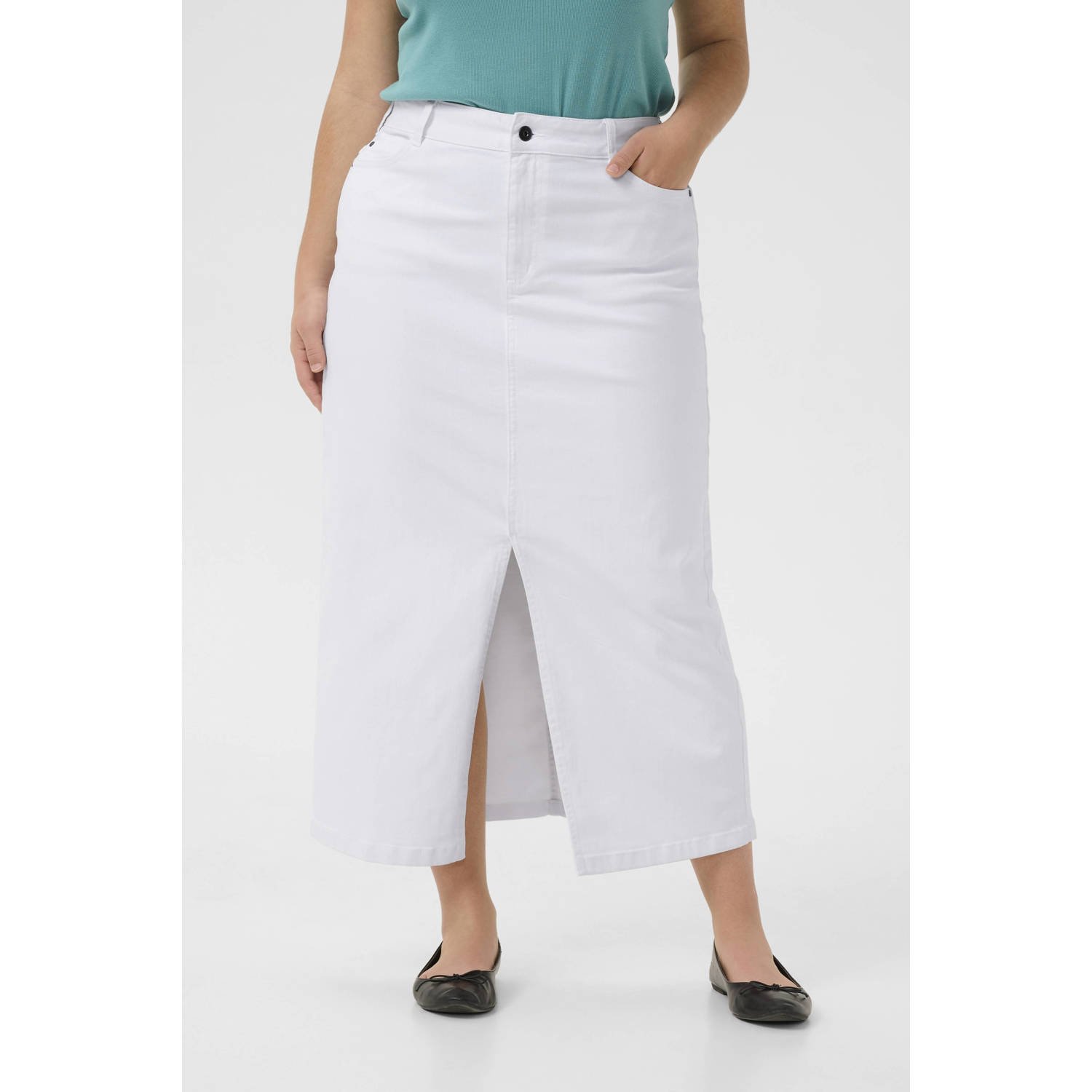 Kaffe Curve denim spijkerrok wit