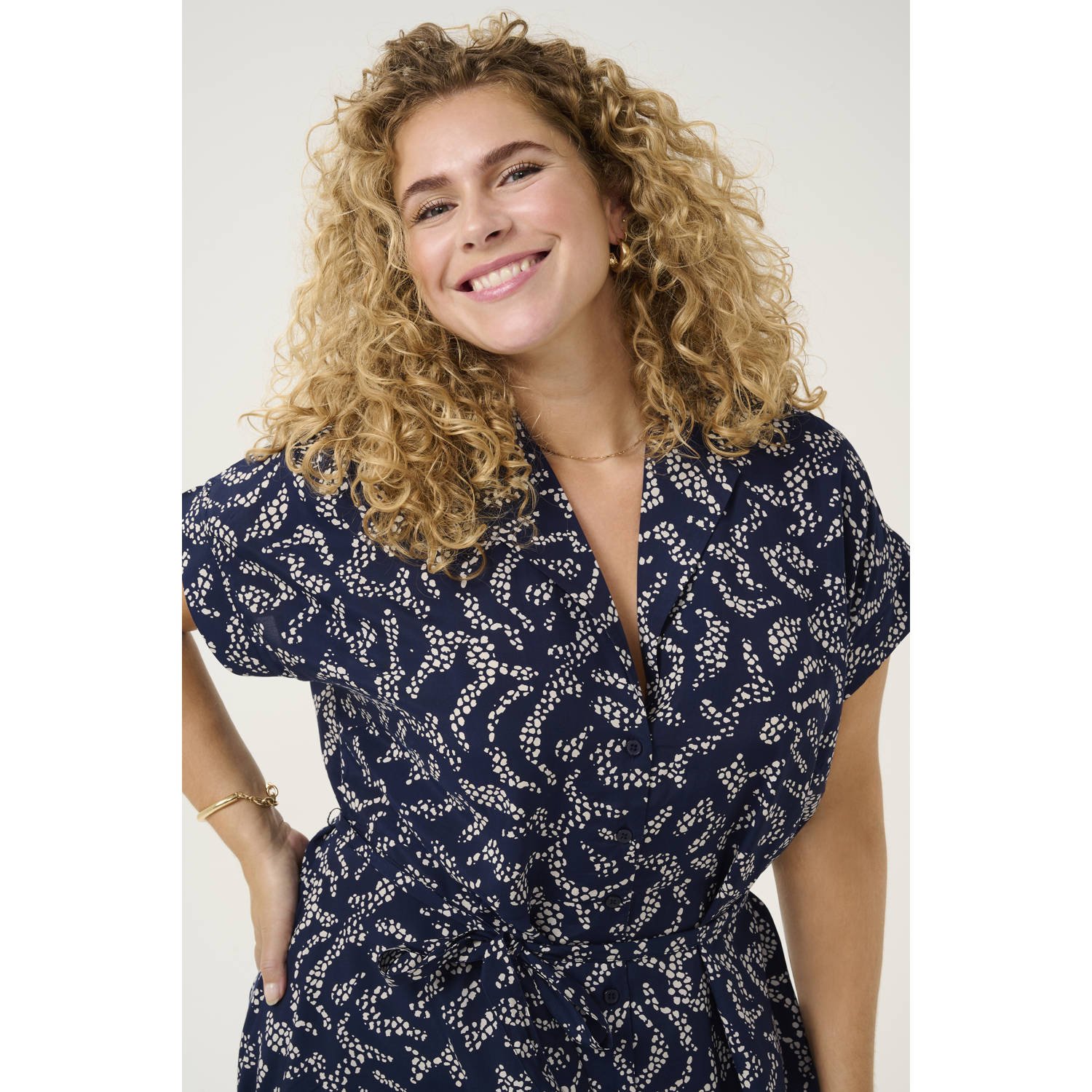 Kaffe Curve blousejurk donkerblauw