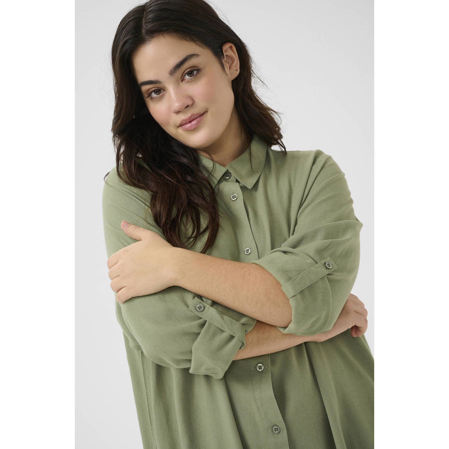 Kaffe Curve linnen blousejurk groen