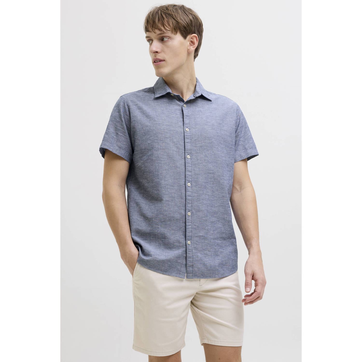 JJ REBEL casual overhemd grijsblauw