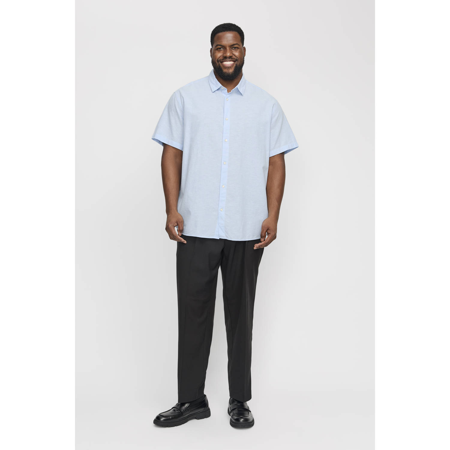 JACK & JONES PLUS SIZE casual overhemd lichtblauw