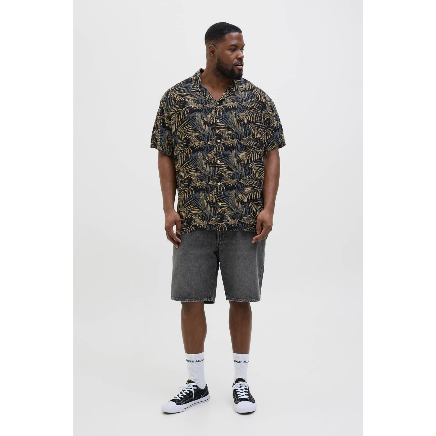 JACK & JONES PLUS SIZE casual overhemd zwart