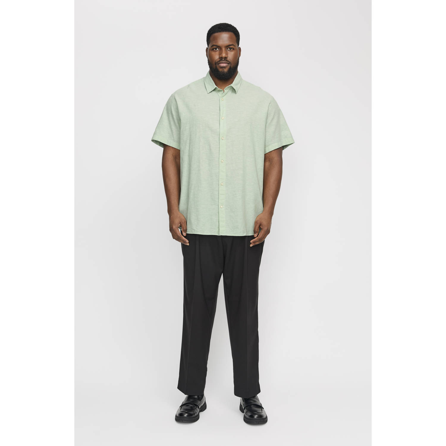 JACK & JONES PLUS SIZE casual overhemd mintgroen