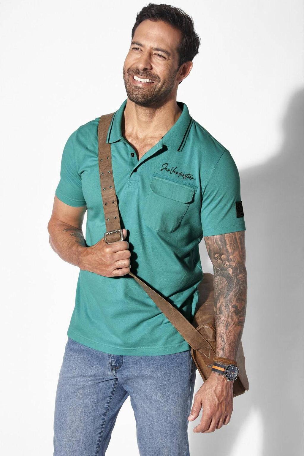 Jan Vanderstorm +FIT Collectie polo Plus Size STILTOR turquoise