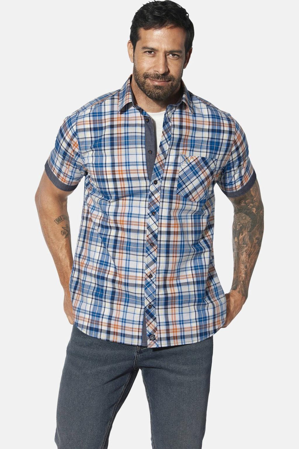 Jan Vanderstorm casual overhemd WIKTHOR Plus Size blauw