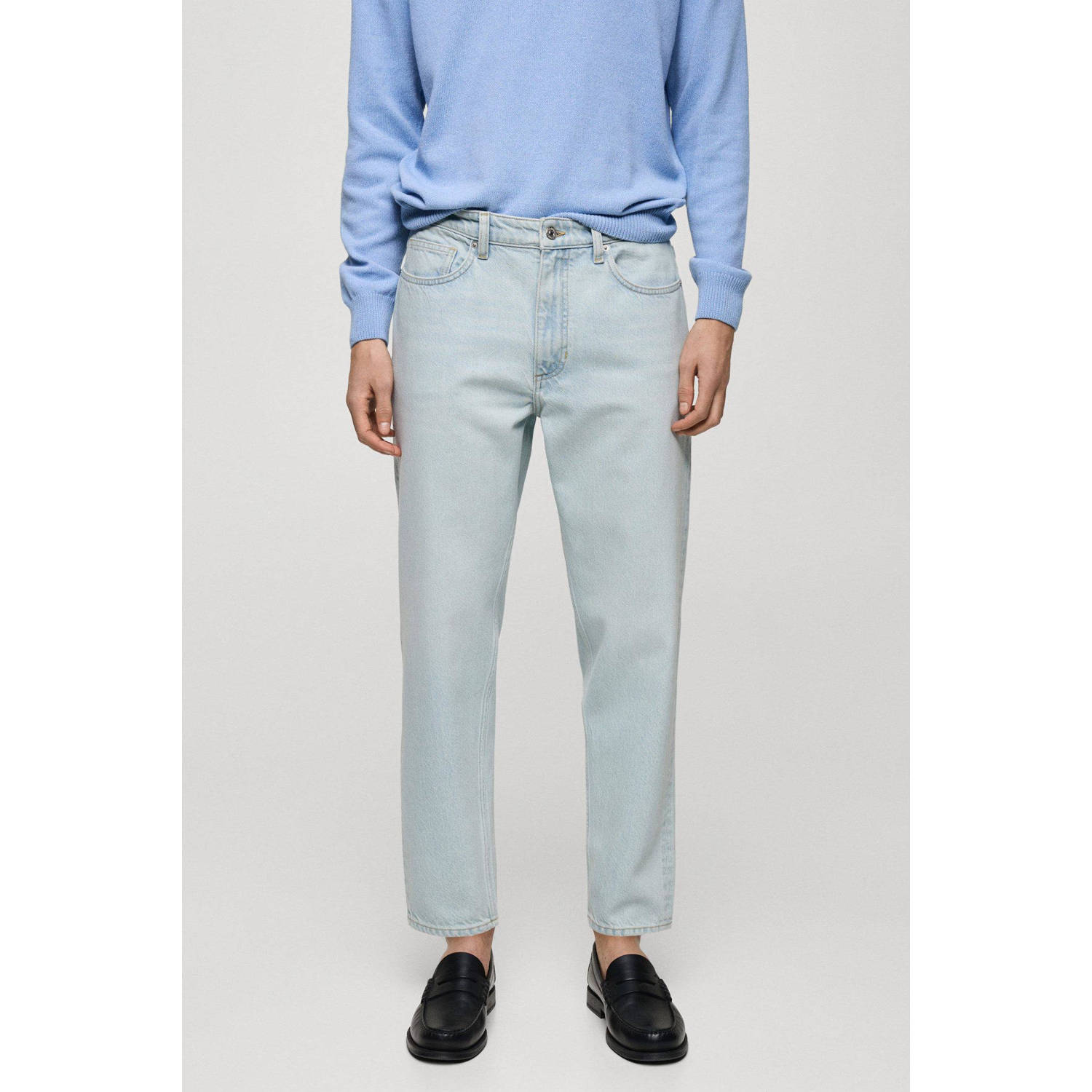 Mango Man tapered jeans changeant blauw