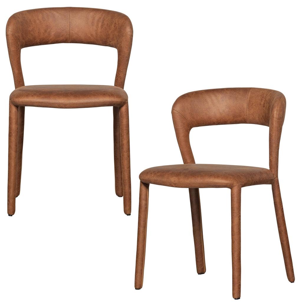 WOOOD WOOOD Noble Eetkamerstoelen - Polyester - Zand Melange - Set van 2