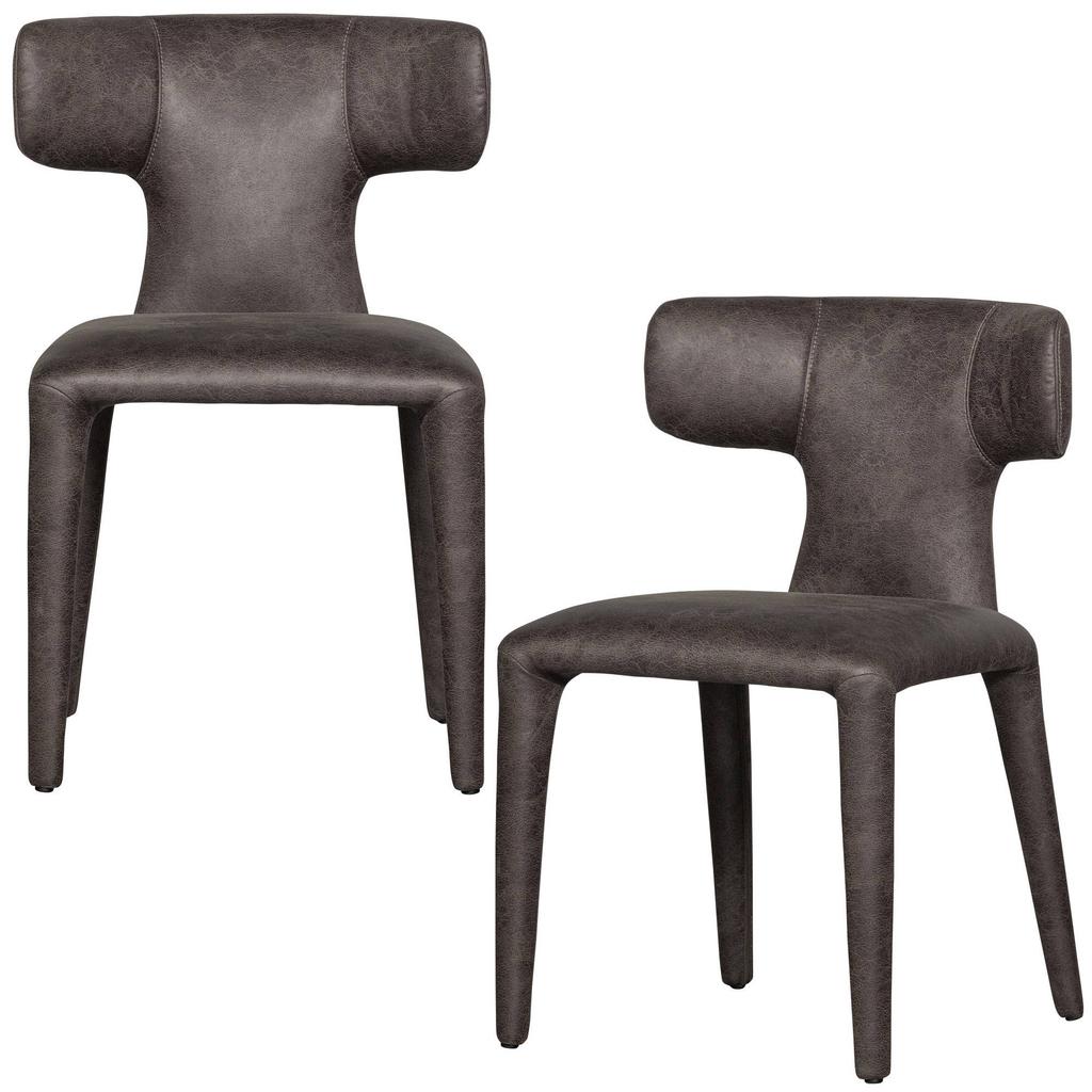 WOOOD WOOOD Permit Eetkamerstoelen - Polyester - Espresso - Set van 2