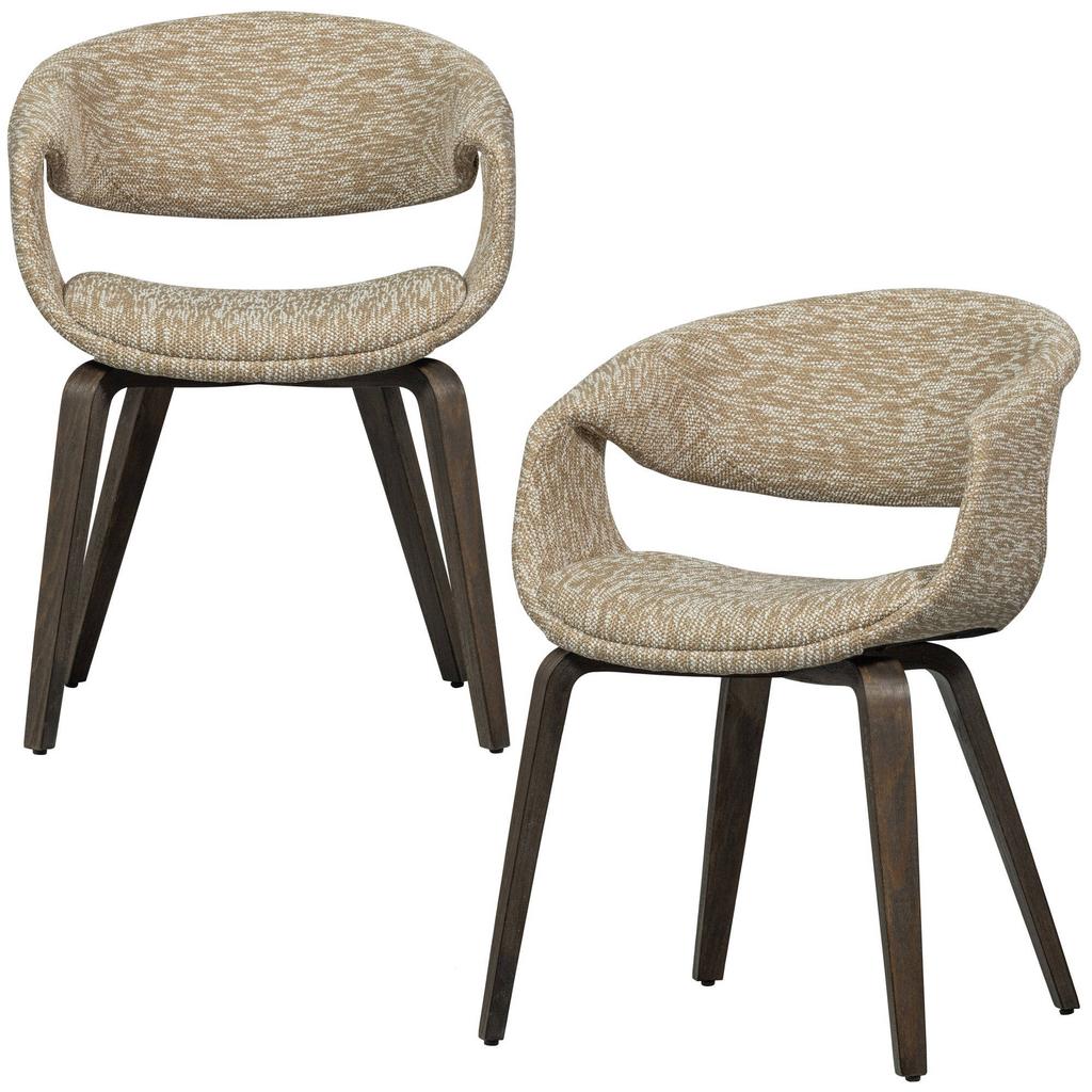 WOOOD WOOOD Yossi Eetkamerstoelen Metalen Koper Poot - Bruin - Set van 2