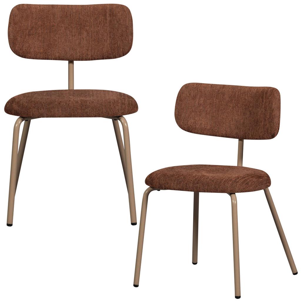 WOOOD WOOOD Travis Eetkamerstoelen - Polyester - Bruin - Set van 2
