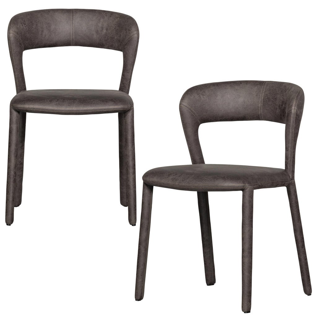 WOOOD WOOOD Noble Eetkamerstoelen - Polyester - Zand Melange - Set van 2