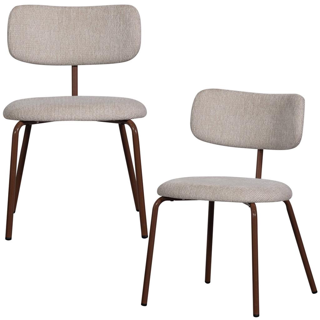 WOOOD WOOOD Travis Eetkamerstoelen - Polyester - Bruin - Set van 2