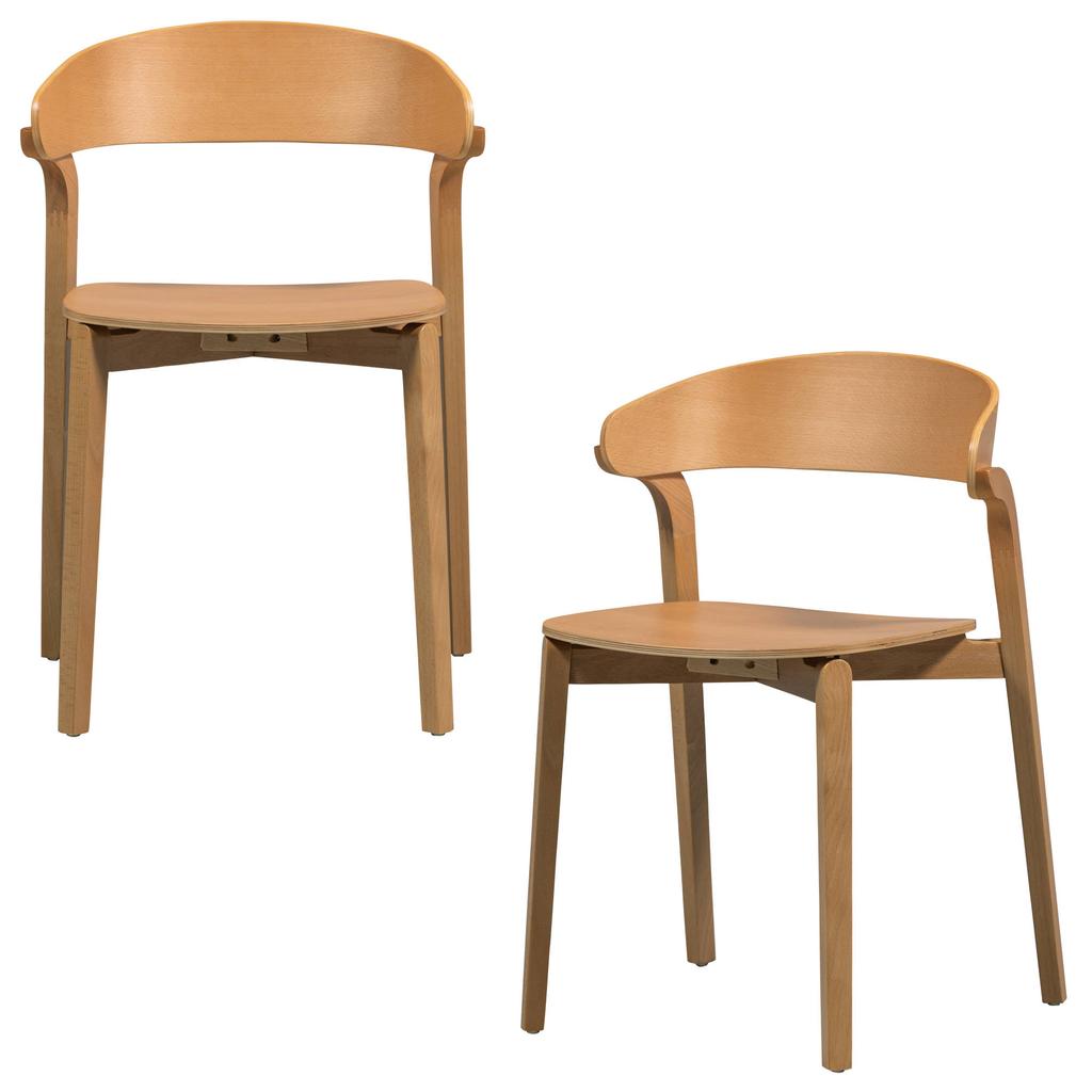WOOOD WOOOD Cras Eetkamerstoelen - Hout - Zwart - Set van 2