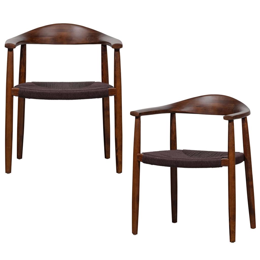 vtwonen vtwonen Embrace Eetkamerstoelen Gevlochten - Donkerbruin - Set van 2