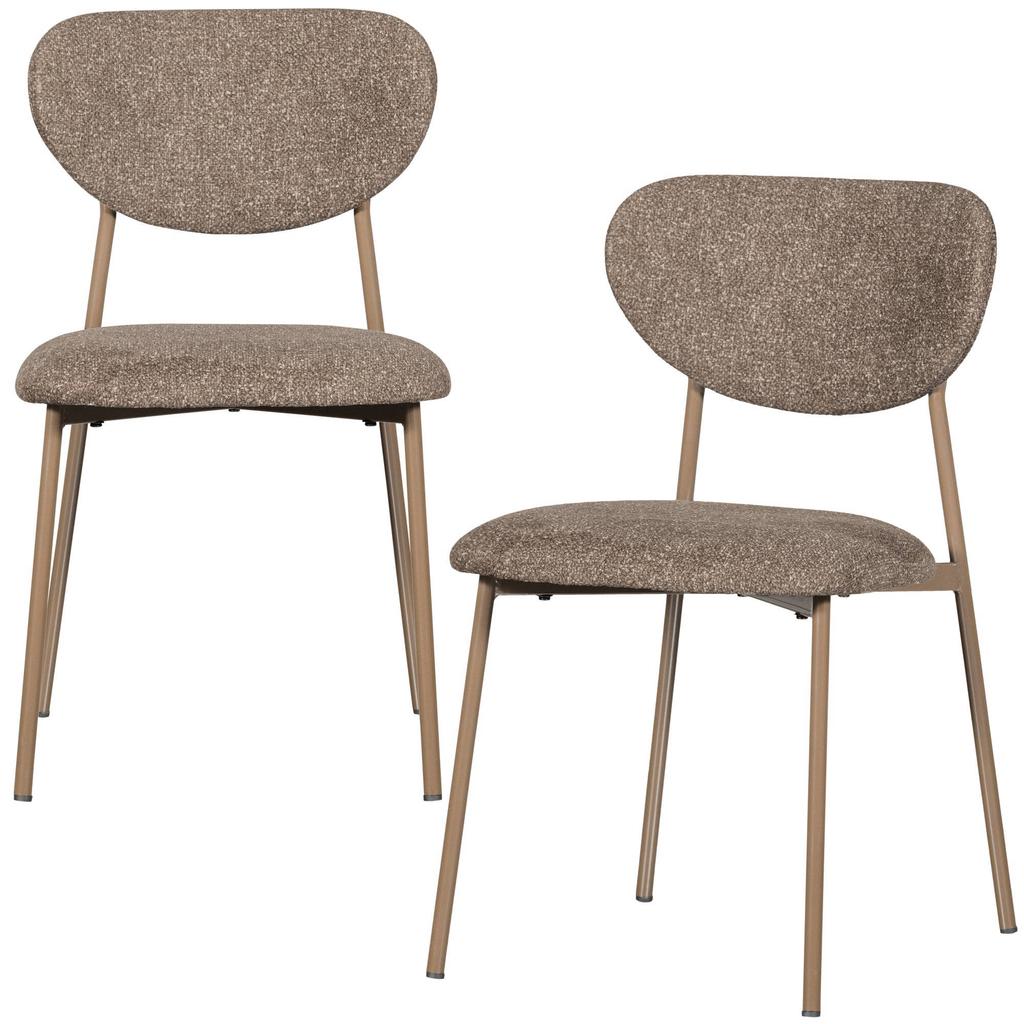 WOOOD WOOOD Valor Eetkamerstoelen - Polyester - Zand- Set van 2