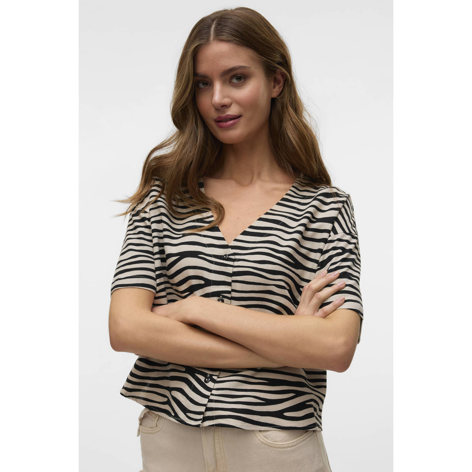 VERO MODA linnen blouse zwart