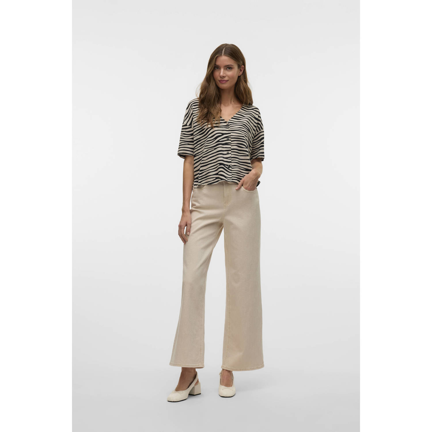 VERO MODA linnen blouse zwart
