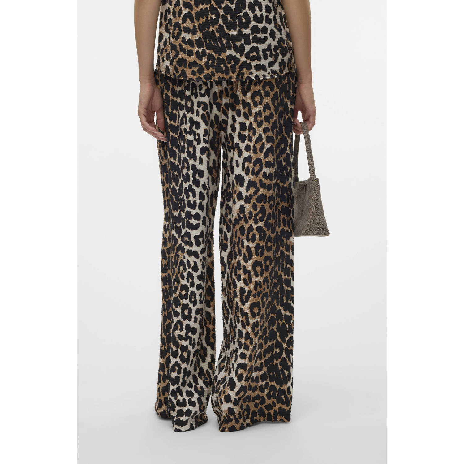 VERO MODA wide leg high waist casual broek bruin