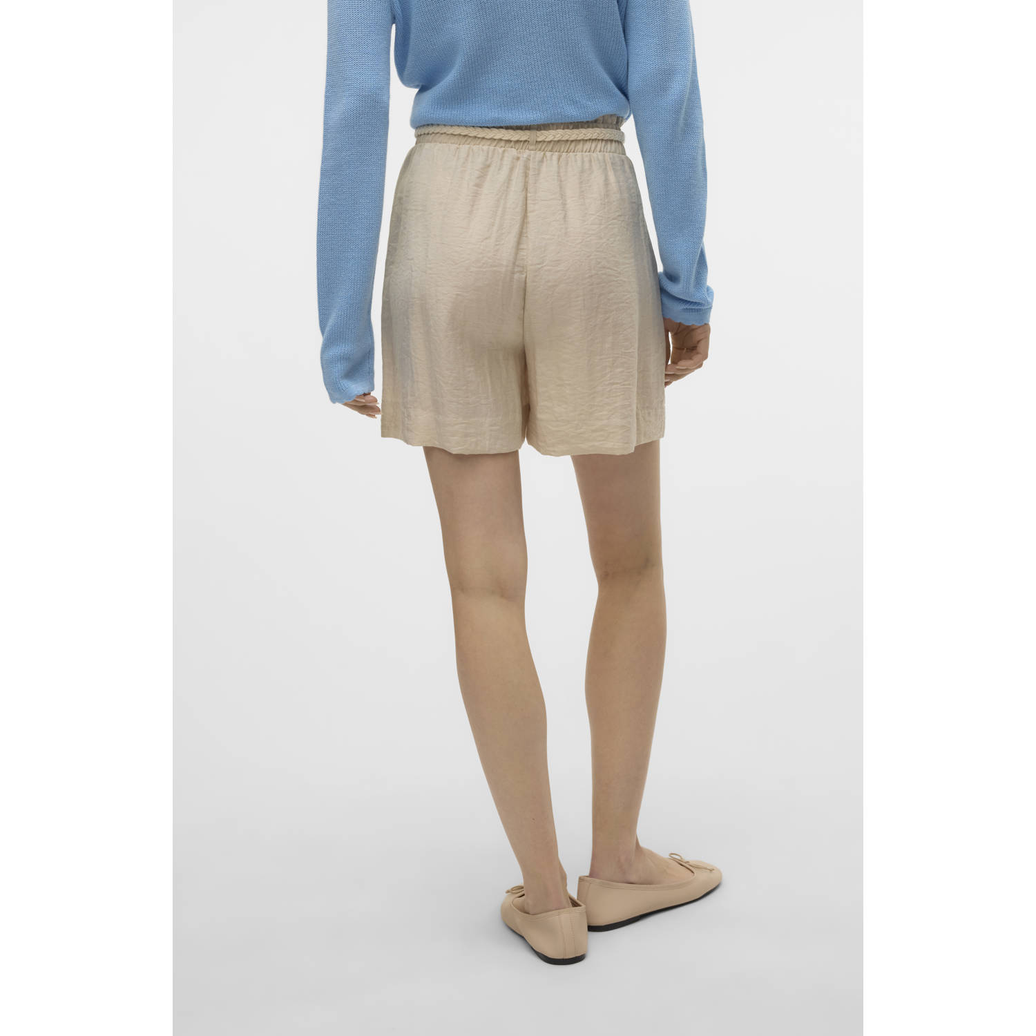 VERO MODA linnen regular waist casual short ecru