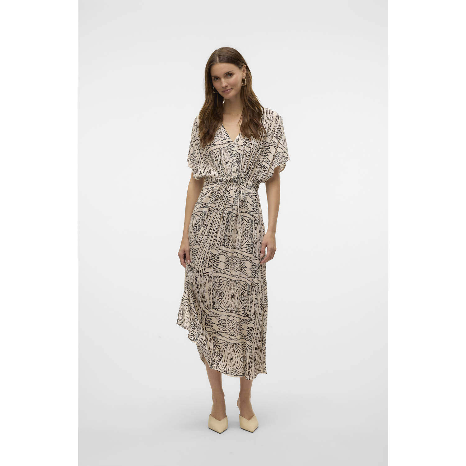 VERO MODA midi jurk lichtgrijs