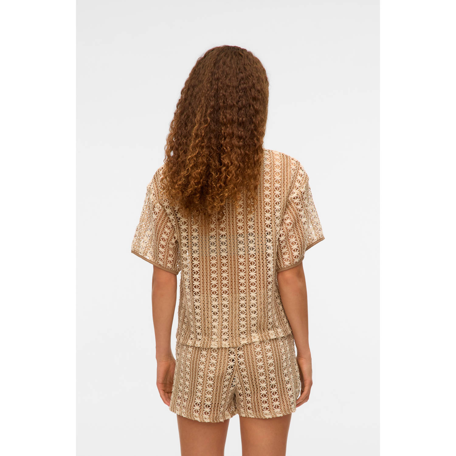 VERO MODA top lichtbruin crochet