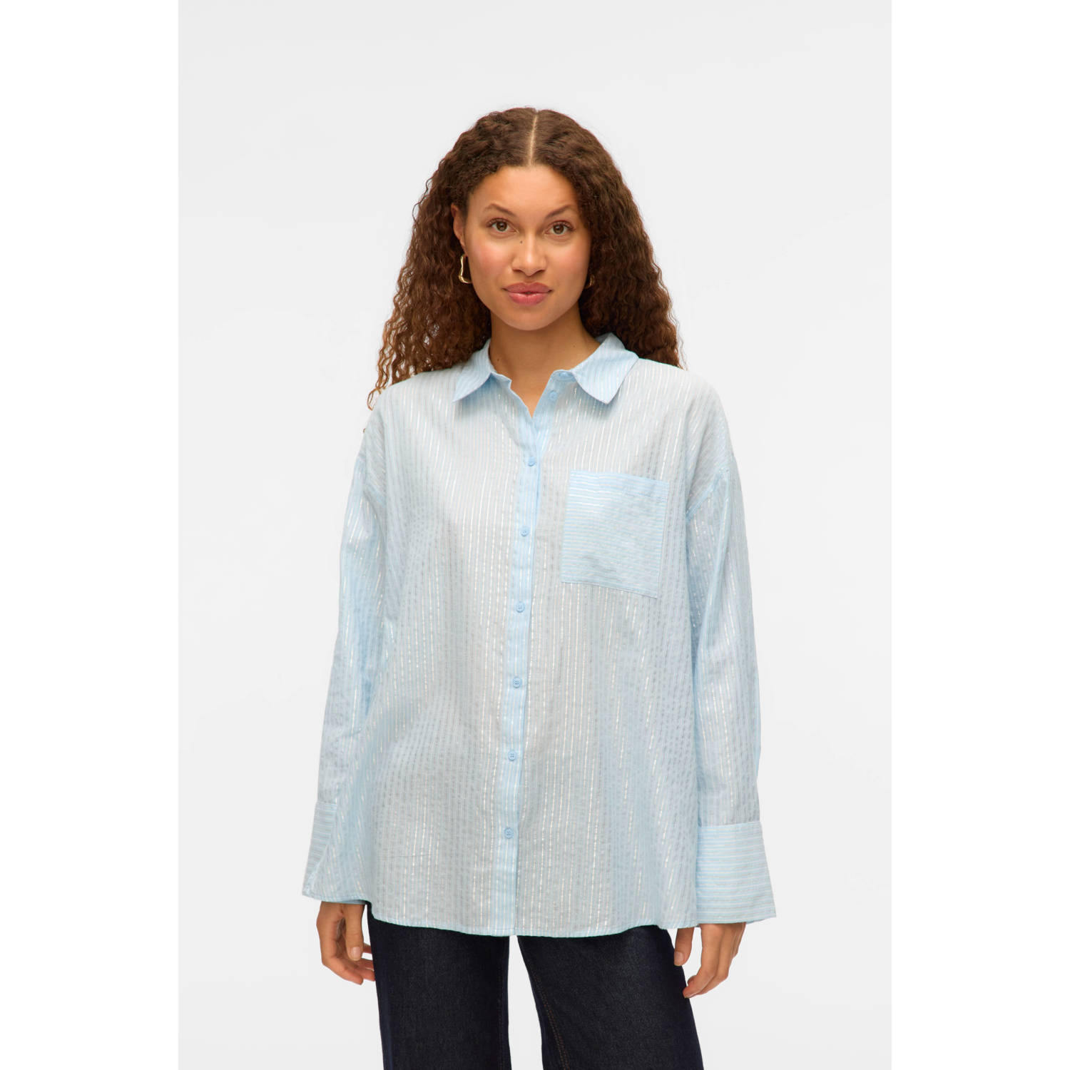 VERO MODA blouse lichtblauw met lurex