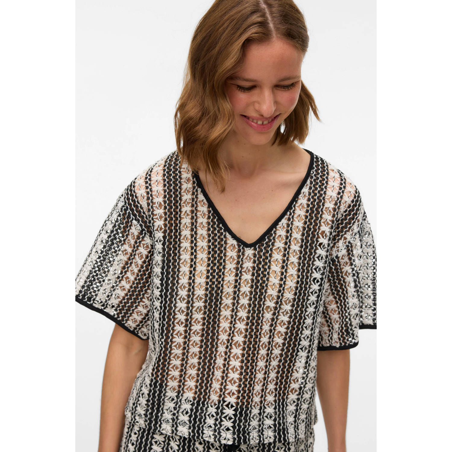 VERO MODA top zwart crochet