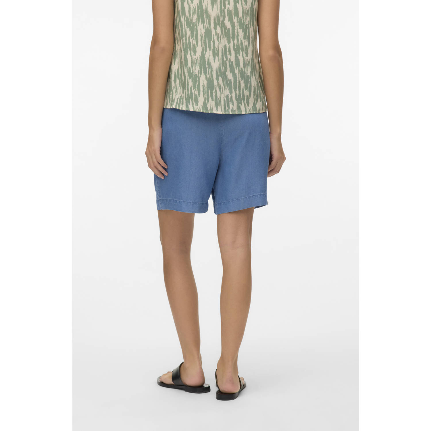 VERO MODA denim regular waist bermuda short medium blue denim