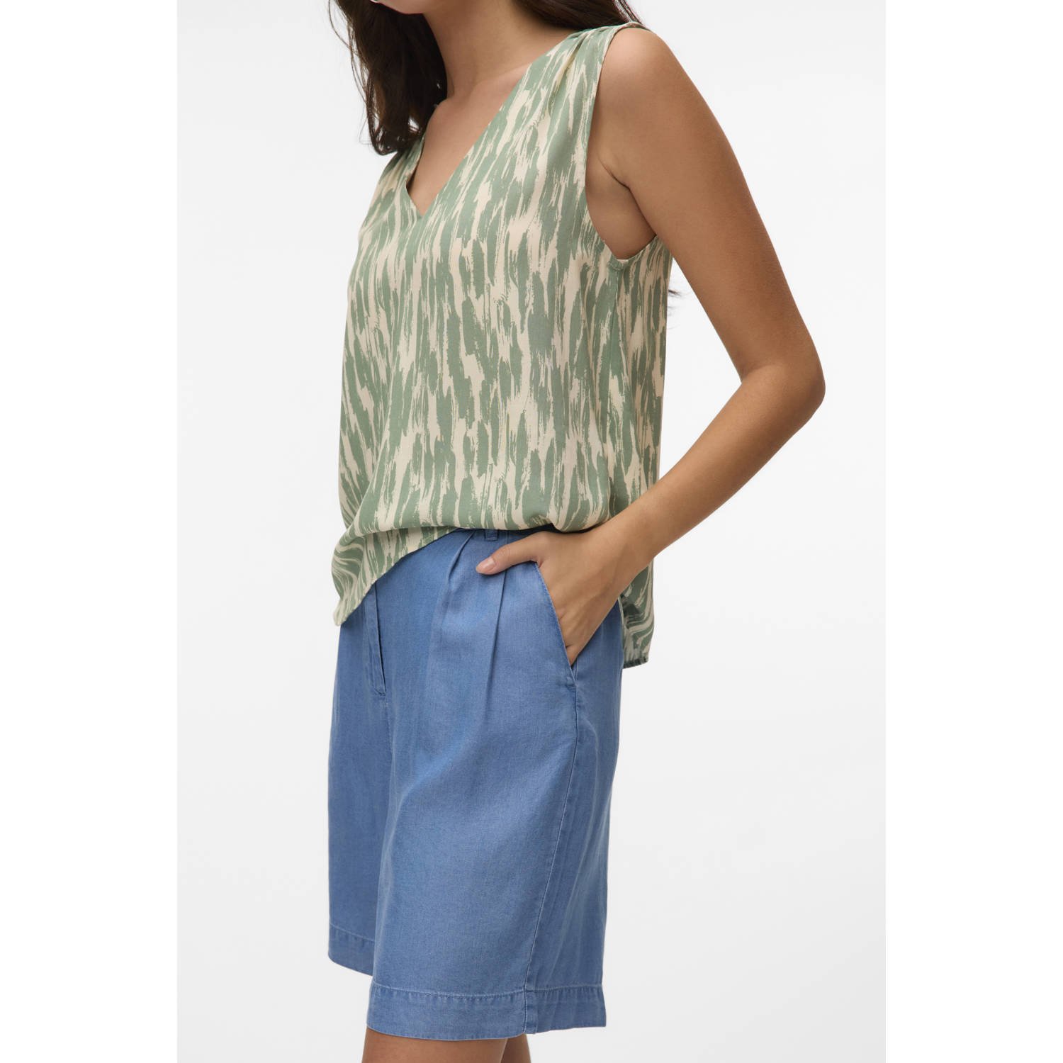 VERO MODA denim regular waist bermuda short medium blue denim