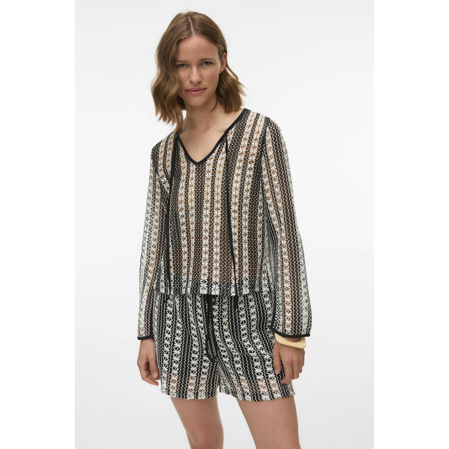 VERO MODA regular waist casual short zwart gebreid