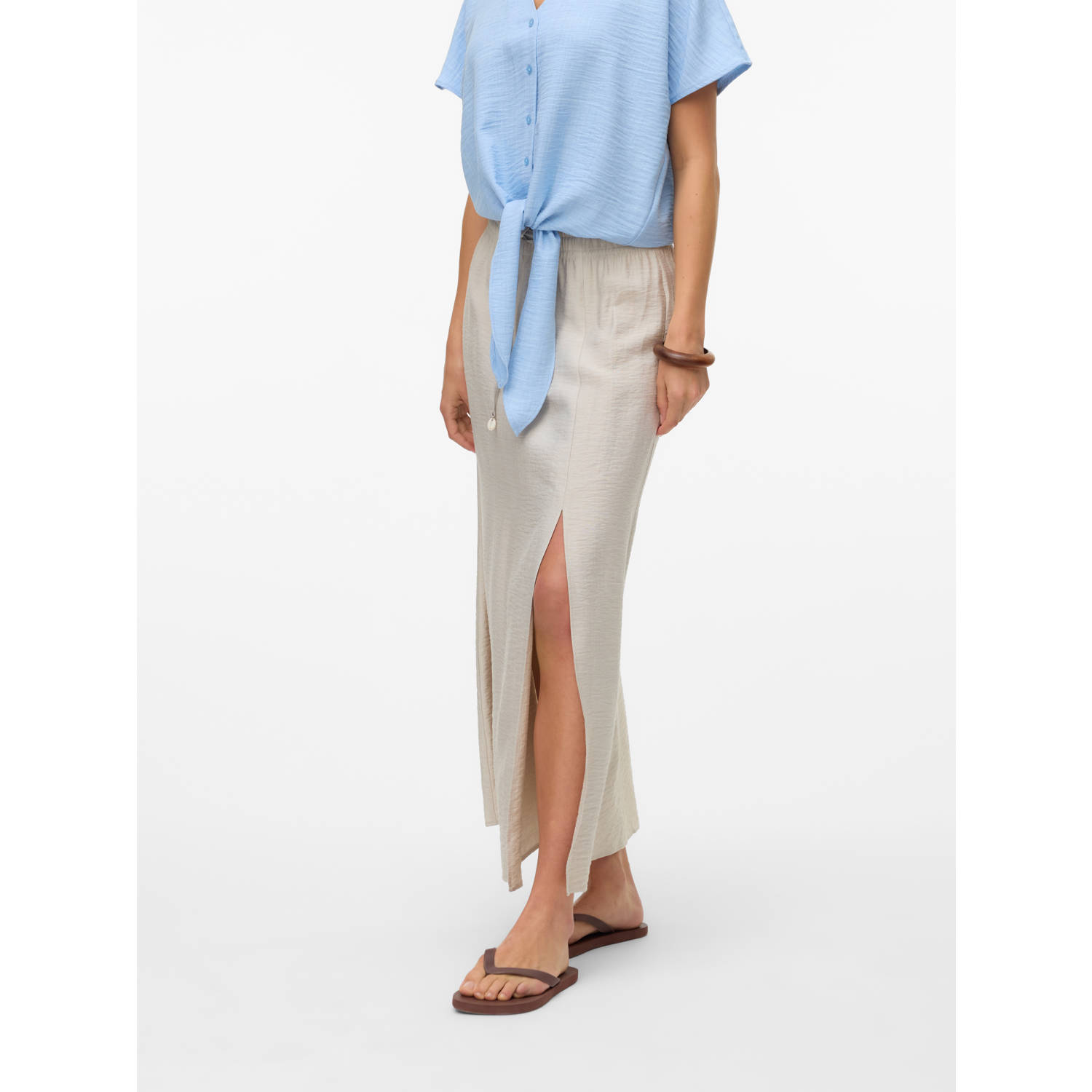 VERO MODA midi rok lichtgrijs