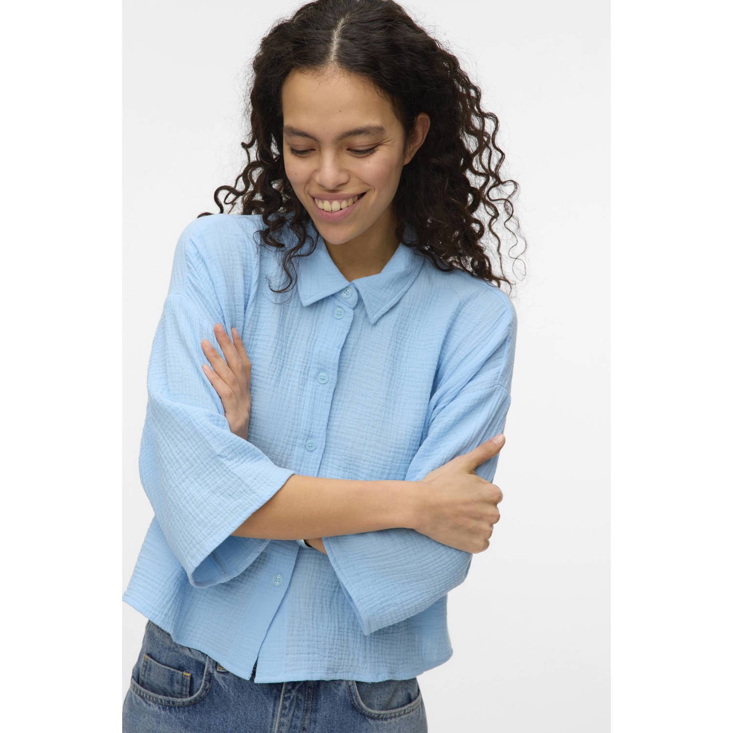 Vero Moda Loose fit overhemdblouse van puur katoen model 'NATALI'