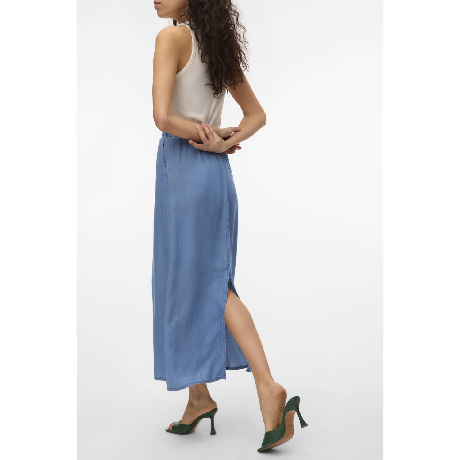 VERO MODA midi rok medium blue denim