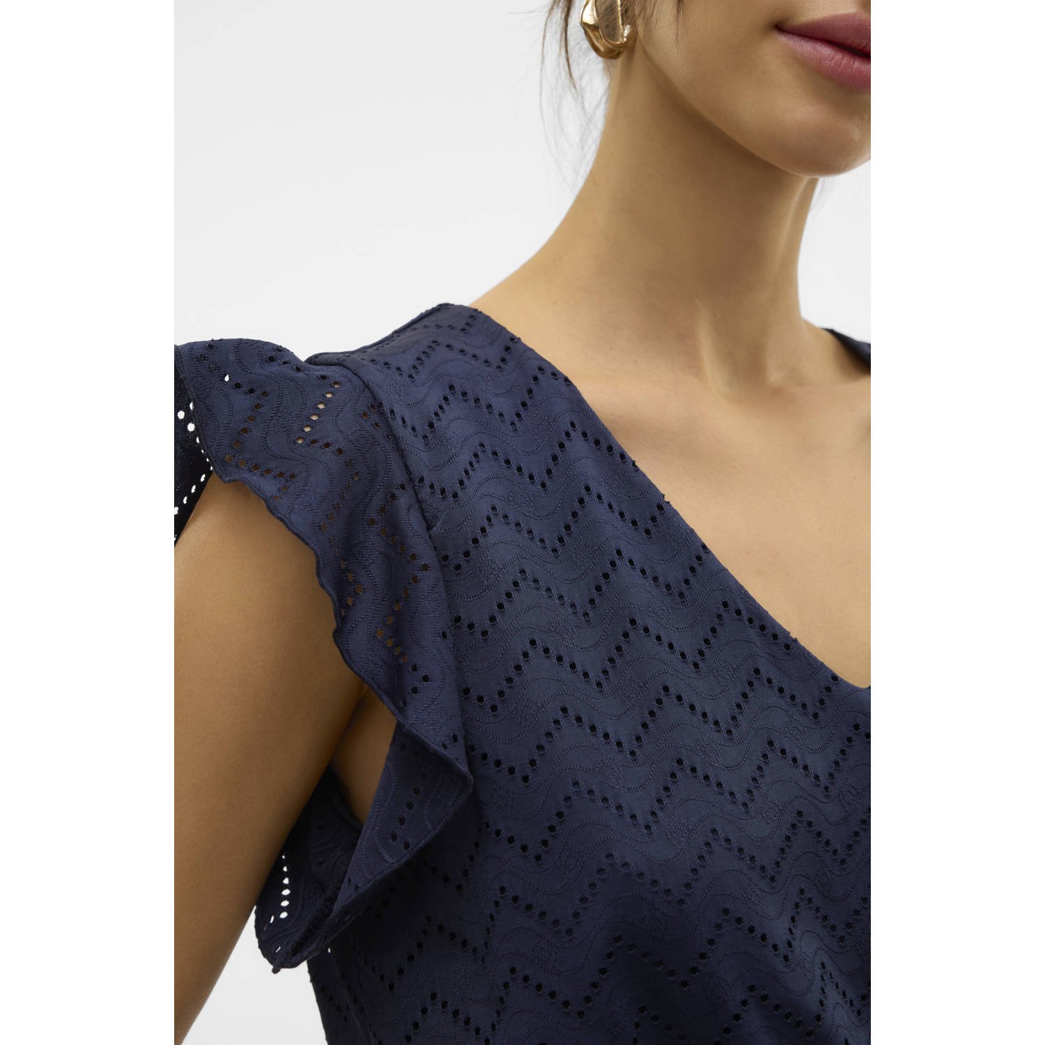 VERO MODA zomerjurk broderie donkerblauw