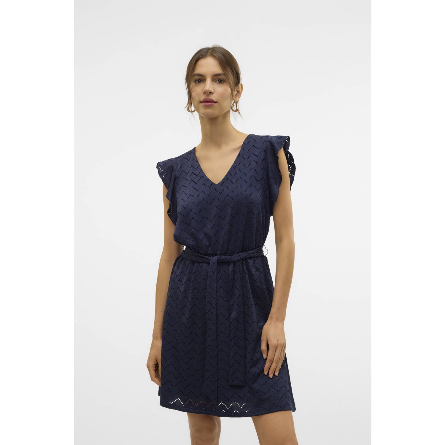 VERO MODA zomerjurk broderie donkerblauw