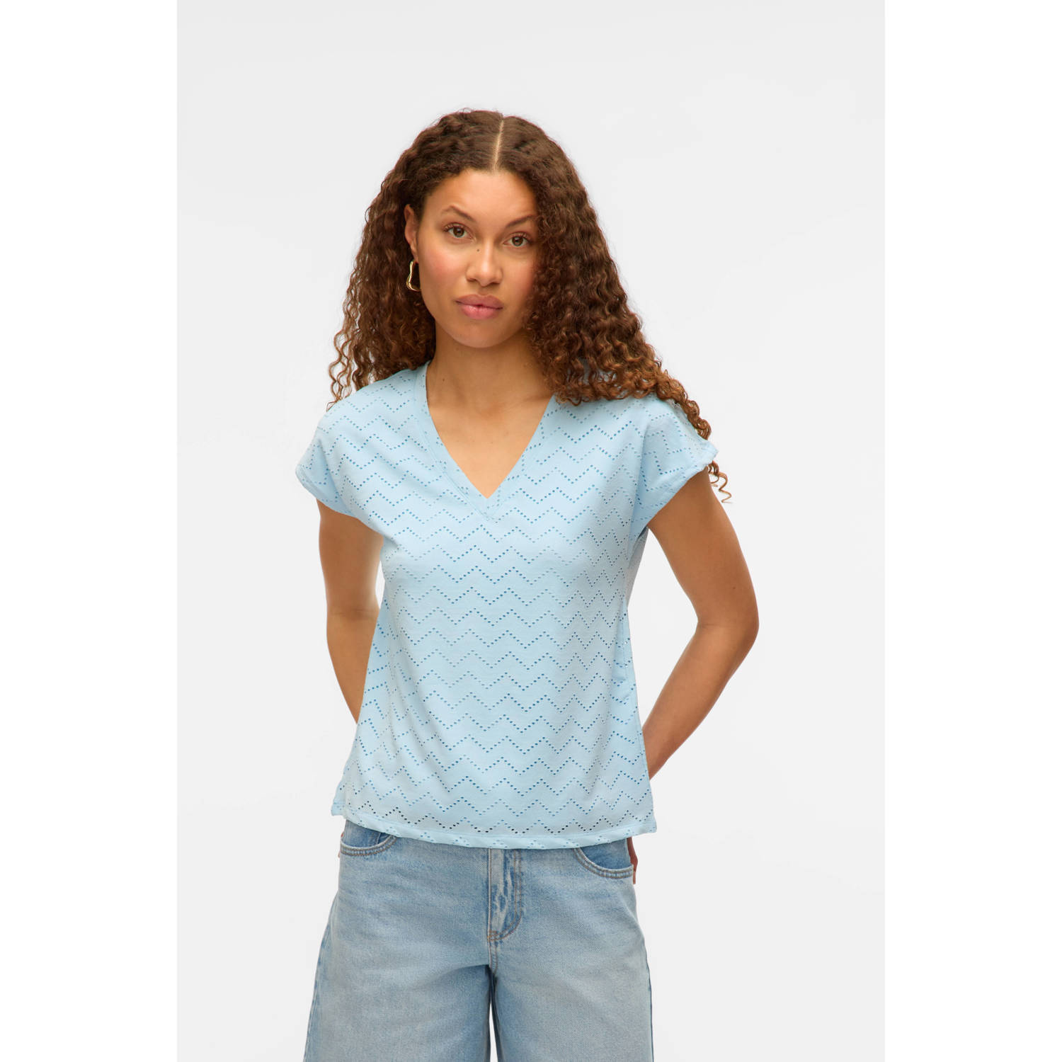 VERO MODA top lichtblauw ajour