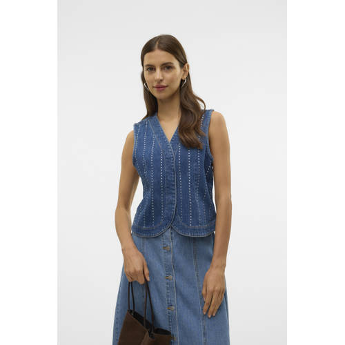 VERO MODA denim gilet medium blue denim afbeelding