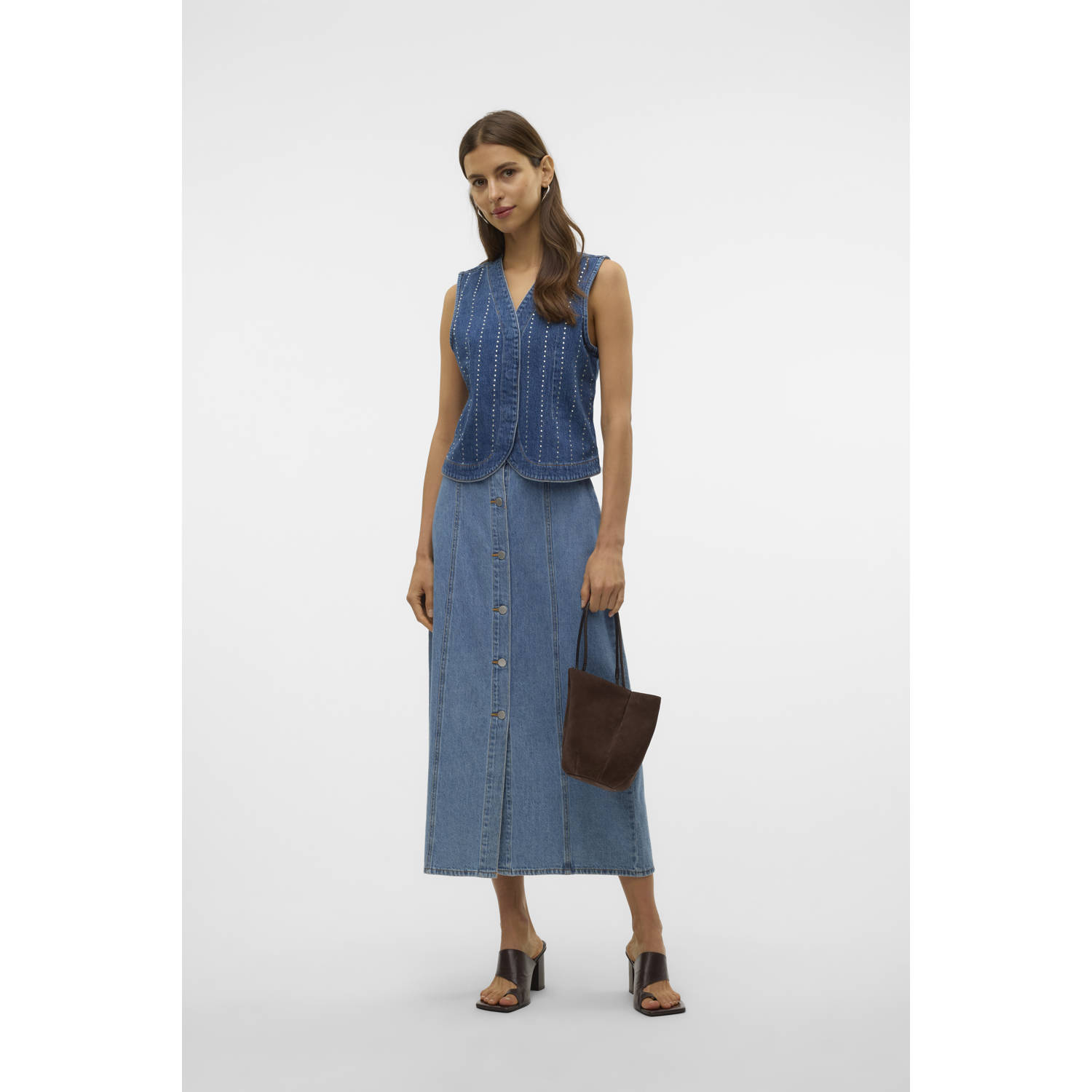 VERO MODA denim gilet medium blue denim