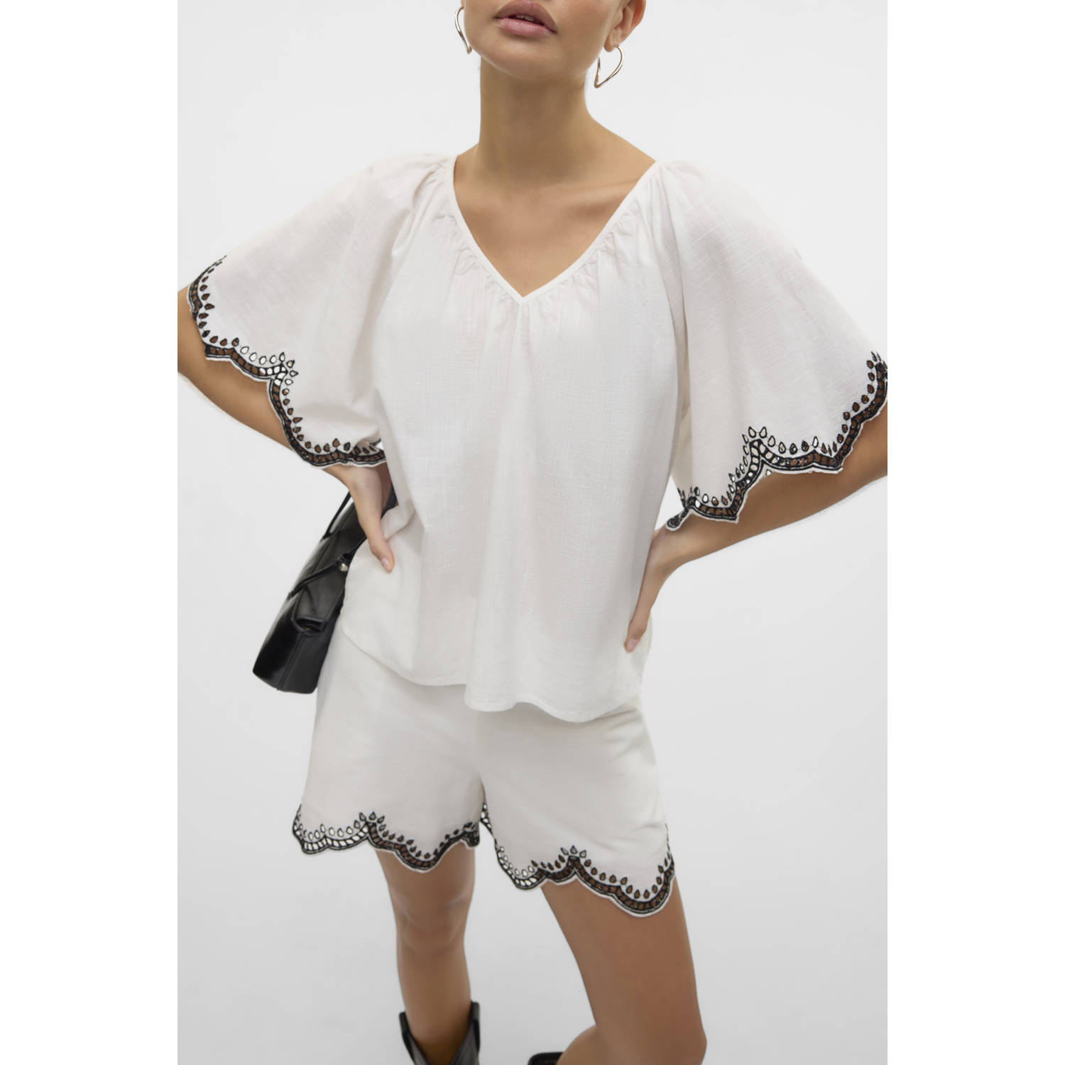 VERO MODA top wit broderie