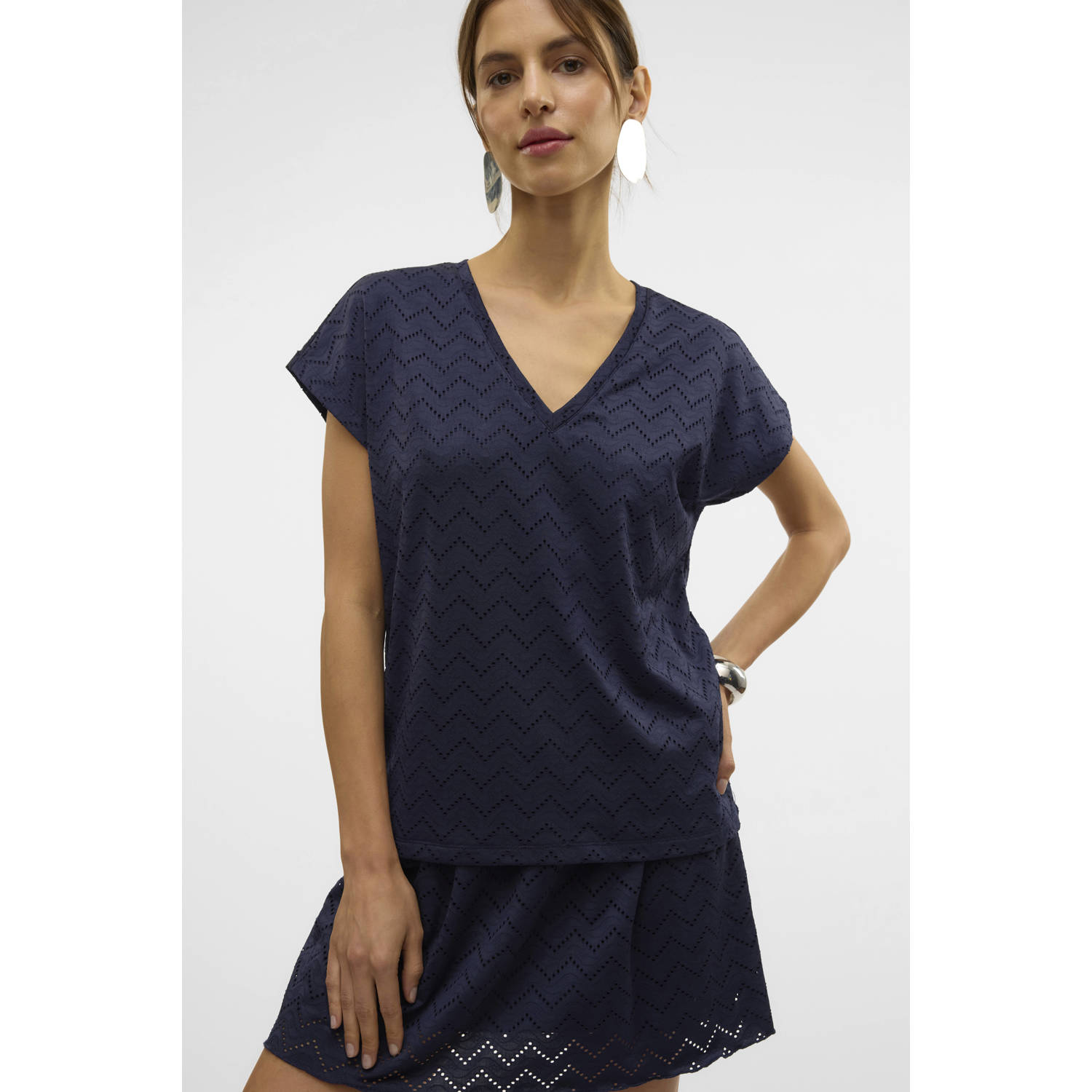 VERO MODA top donkerblauw ajour