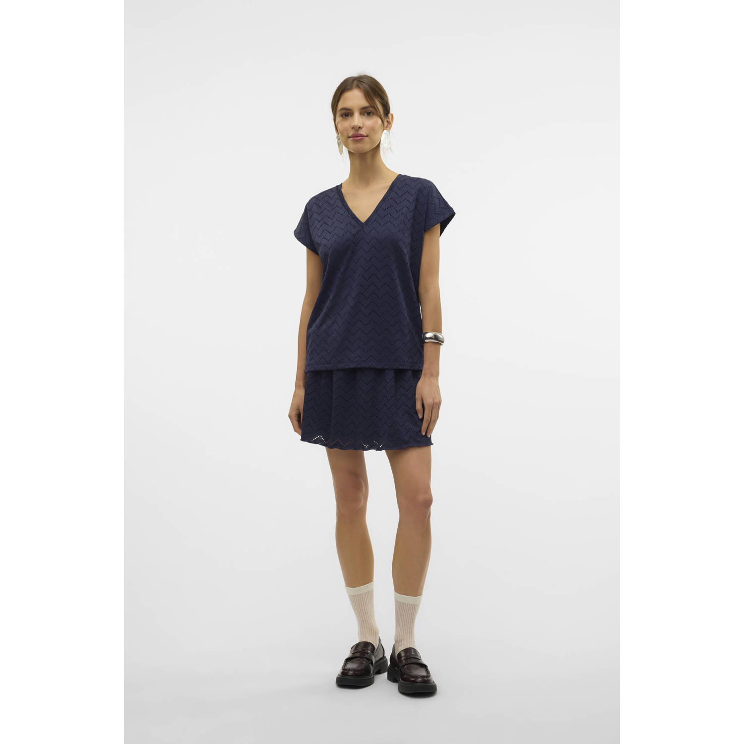 VERO MODA top donkerblauw ajour
