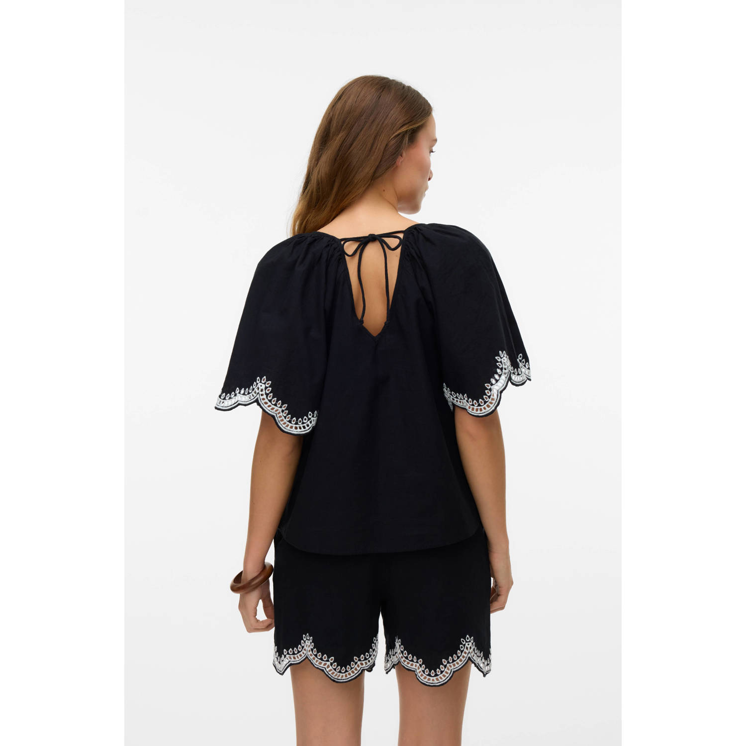VERO MODA top zwart broderie