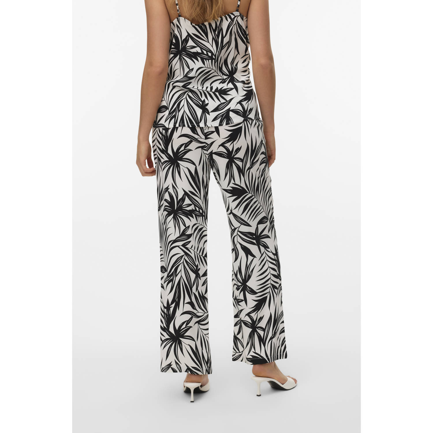 VERO MODA wide leg regular waist casual broek wit
