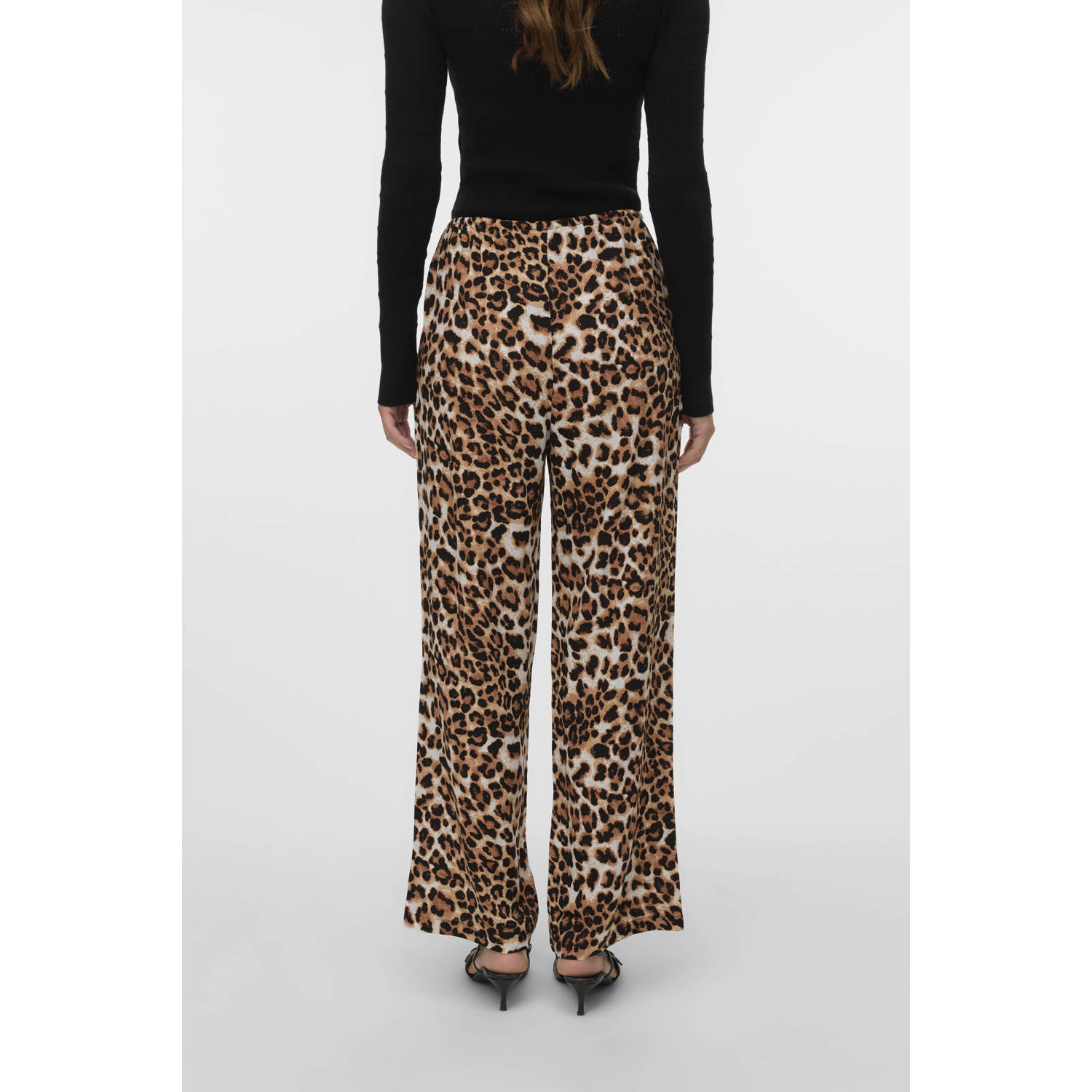 VERO MODA wide leg regular waist casual broek bruin