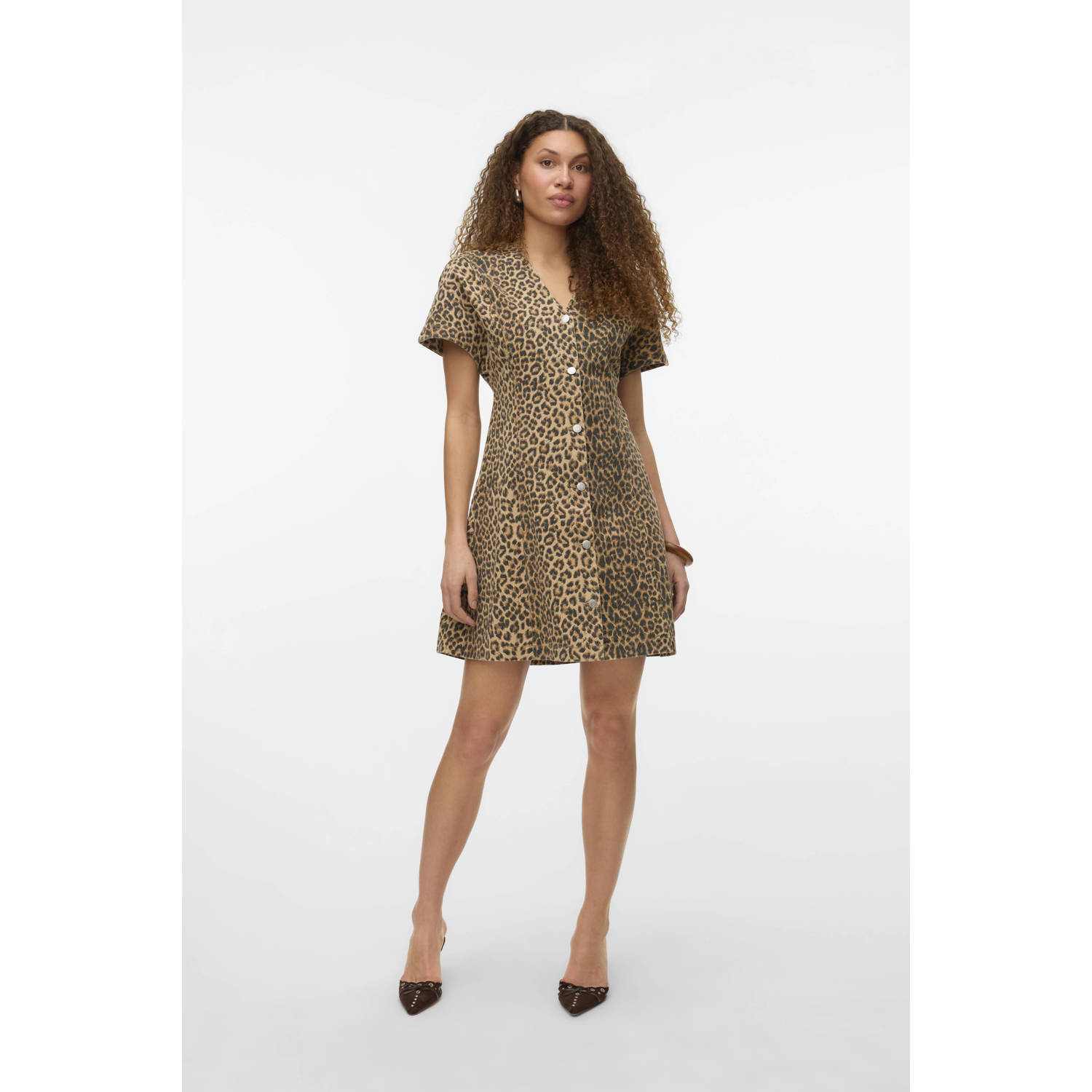 VERO MODA denim mini jurk bruin