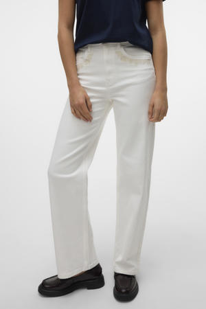 high waist wide leg jeans wit