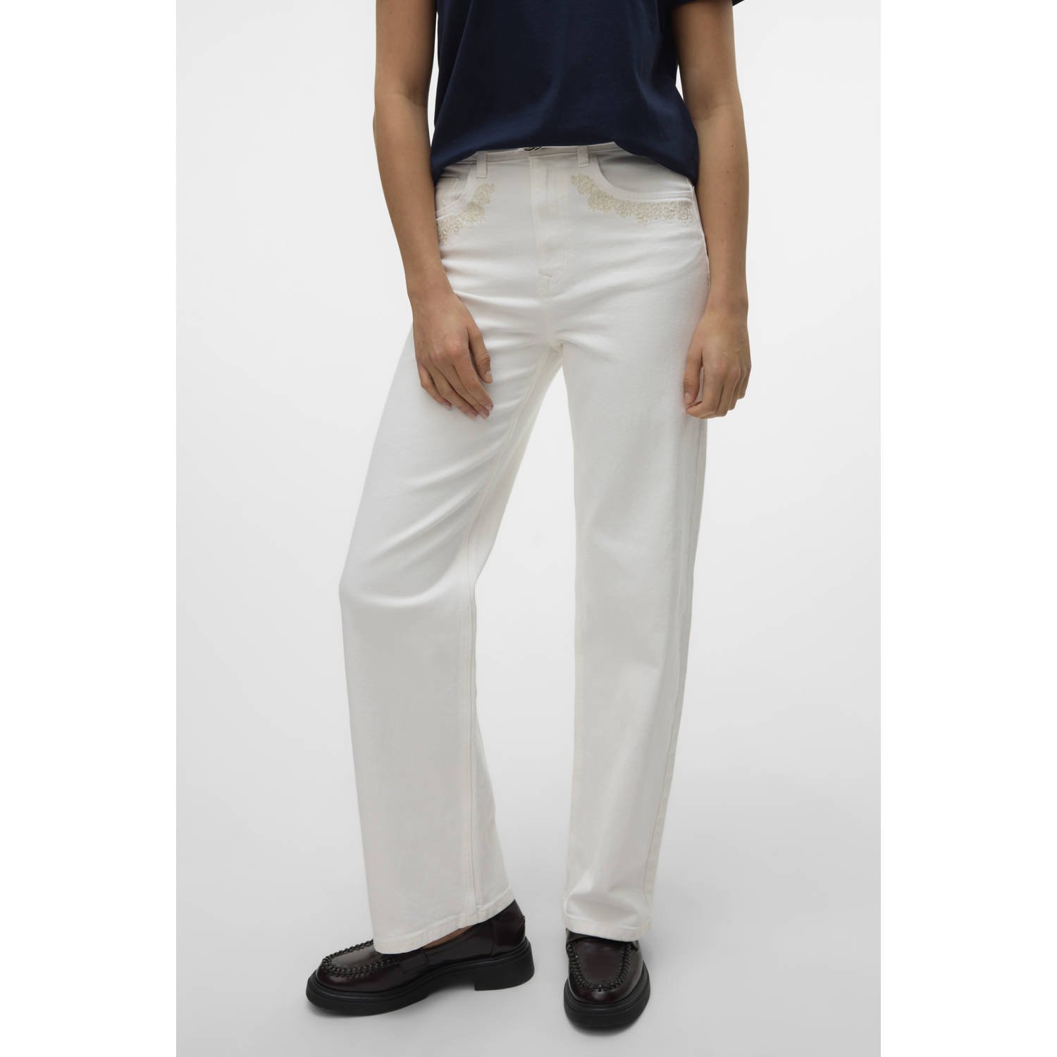 VERO MODA high waist wide leg jeans wit