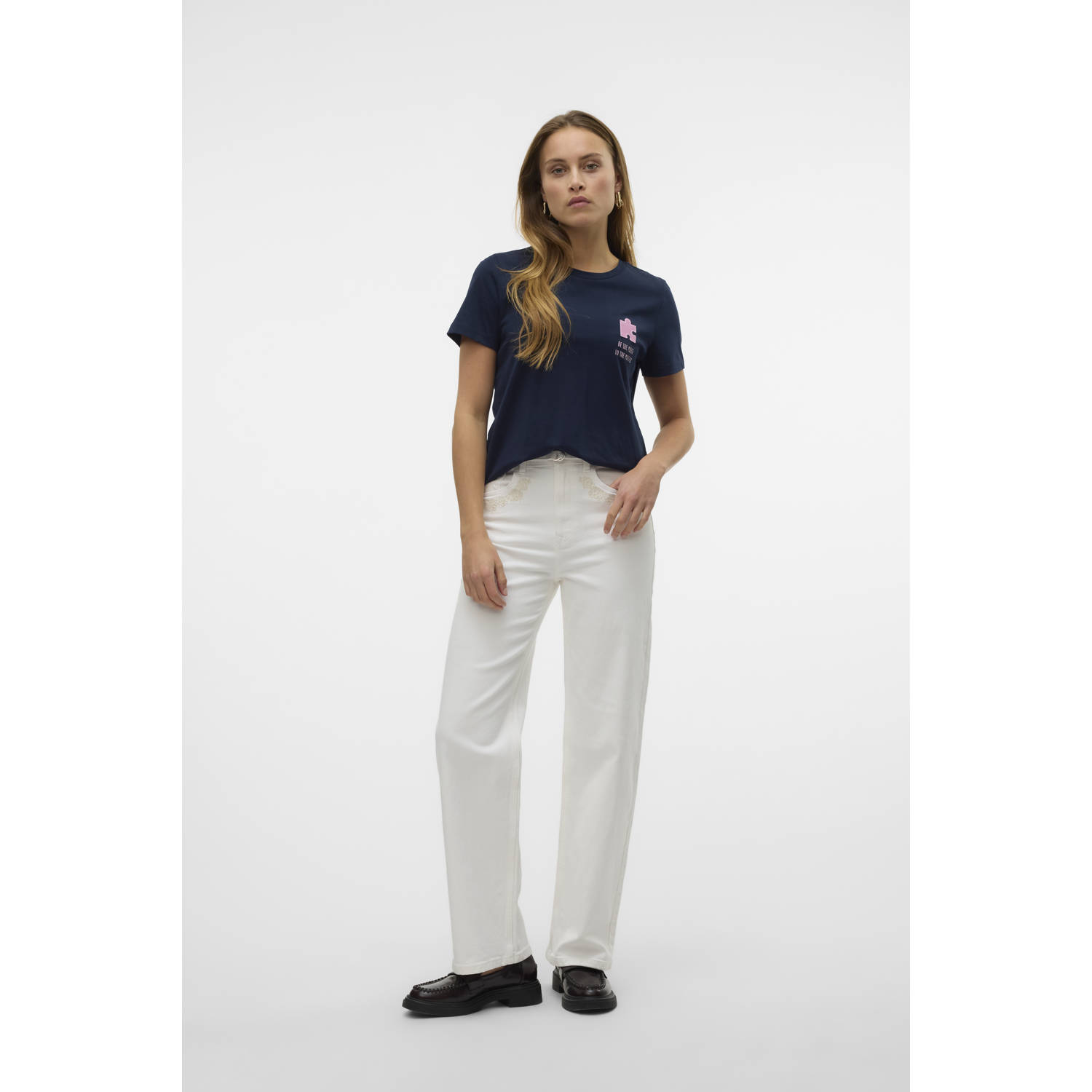 VERO MODA high waist wide leg jeans wit