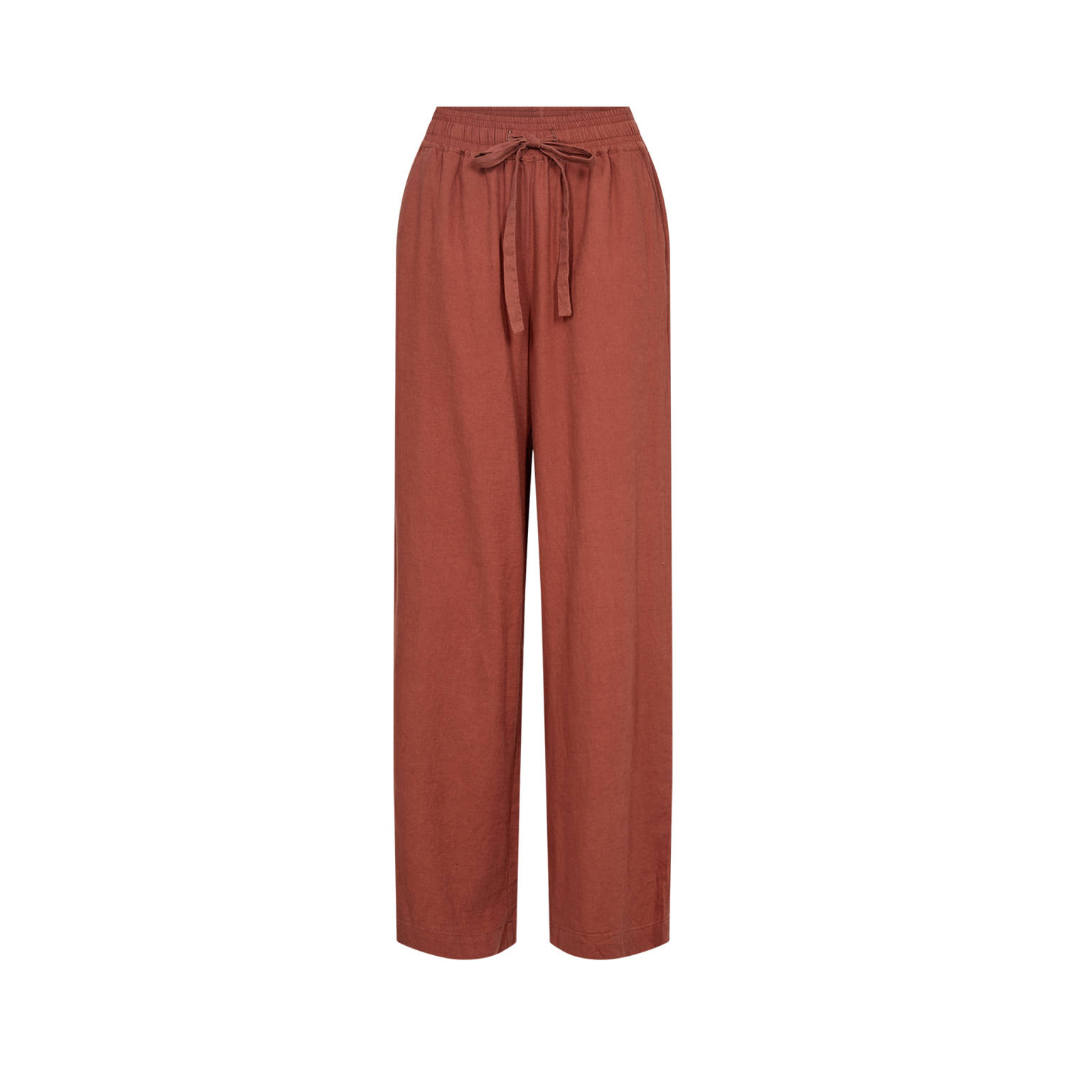 Soyaconcept linnen wide leg high waist broek donker oranje