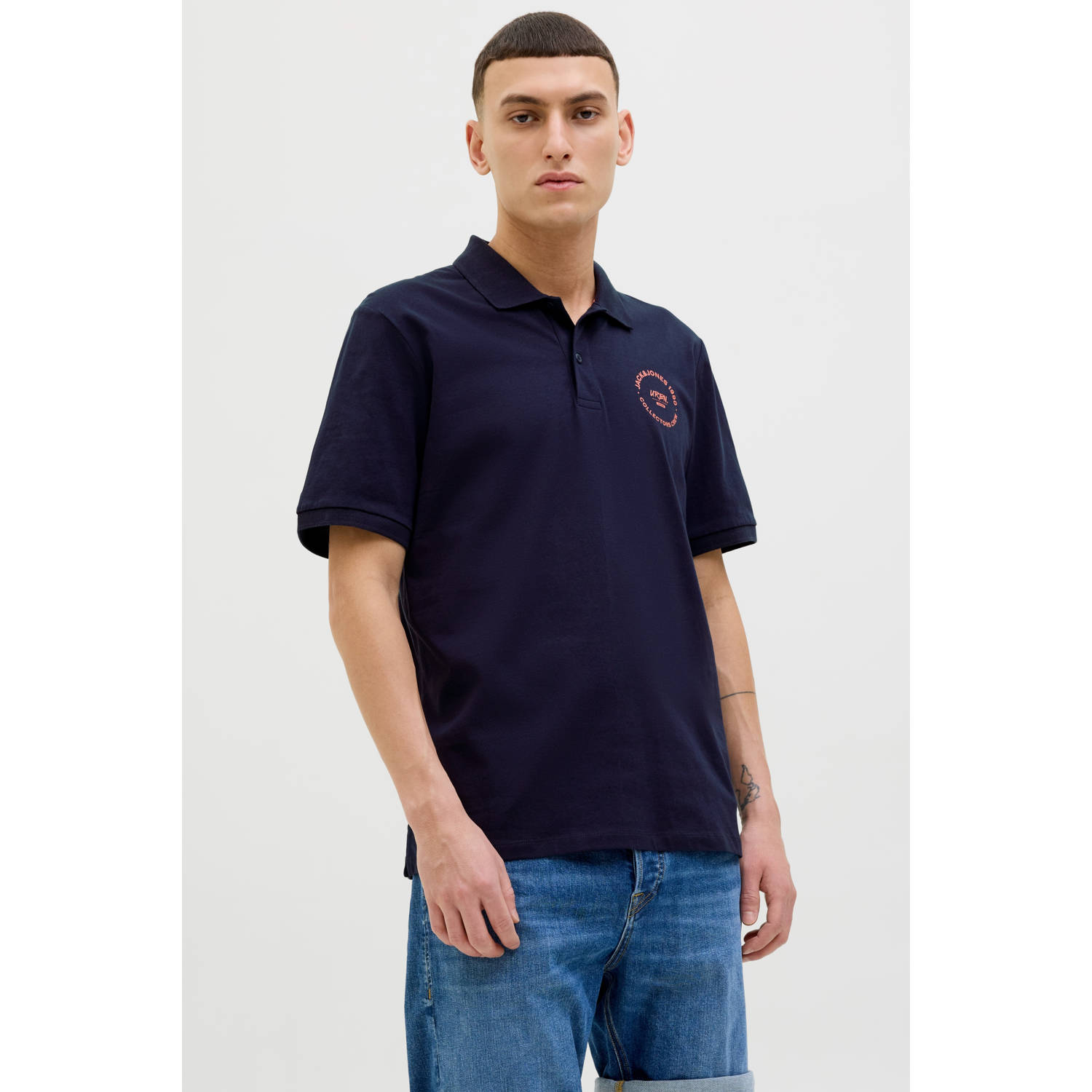 JACK & JONES regular polo donkerblauw